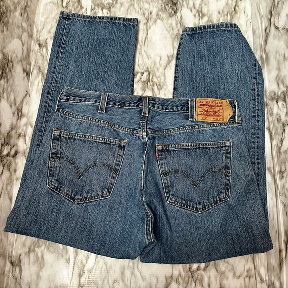 Levis Mens Sz 38x29 Classic 501 Original Button Fly Denim Blue Jeans Americana - Picture 8 of 10